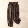 Women's Cotton Linen Casual Capris Pants Elastic Waisted Harem Pants Baggy Comfy Sweatpants Tapered Ankle Trousers view 2