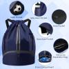 BROTOU Soccer Bags, Football Backpack, Volleyball Bag, Drawstring Backpack with Ball and Shoe Compartment, Football bags for Equipment Swim Gym Bag (Dark Blue) view 4