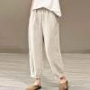 Women's Cotton Linen Casual Capris Pants Elastic Waisted Harem Pants Baggy Comfy Sweatpants Tapered Ankle Trousers view 2