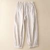 Women's Cotton Linen Casual Capris Pants Elastic Waisted Harem Pants Baggy Comfy Sweatpants Tapered Ankle Trousers view 4