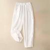 Women's Cotton Linen Casual Capris Pants Elastic Waisted Harem Pants Baggy Comfy Sweatpants Tapered Ankle Trousers view 2