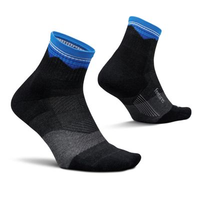 Feetures Trail Max Cushion Mini Quarter Sock - Hiking Socks for Men & Women - Blue Ridge Charcoal, S (1 Pair)