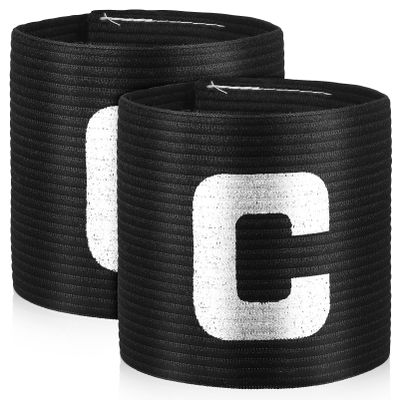 LIOOBO Captain C Arm Band: Soccer Captain Arm Bands, Elastic Soccer Captain Armband, Adjustable Football Captains Armbands for Youth & Adult Black