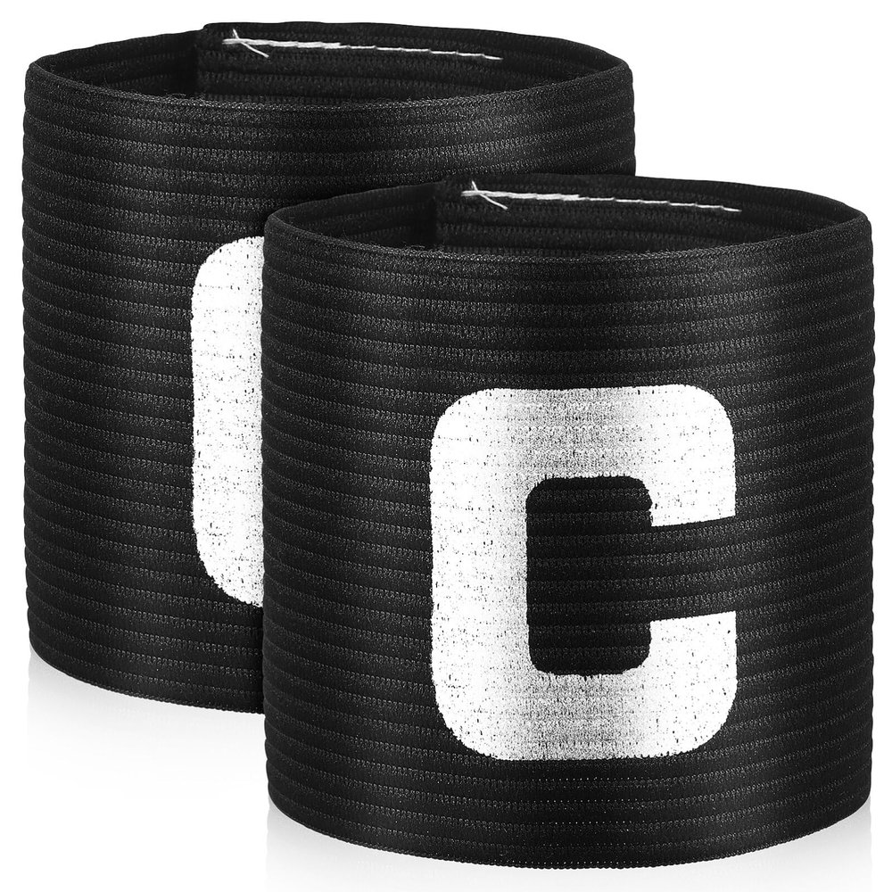 LIOOBO Captain C Arm Band: Soccer Captain Arm Bands, Elastic Soccer Captain Armband, Adjustable Football Captains Armbands for Youth & Adult Black
