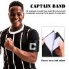 LIOOBO Captain C Arm Band: Soccer Captain Arm Bands, Elastic Soccer Captain Armband, Adjustable Football Captains Armbands for Youth & Adult Black view 3