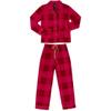 COUVER Womens Ladies Fleece PJ Pajama Set, Plaid/Red (1 set), Size L view 1