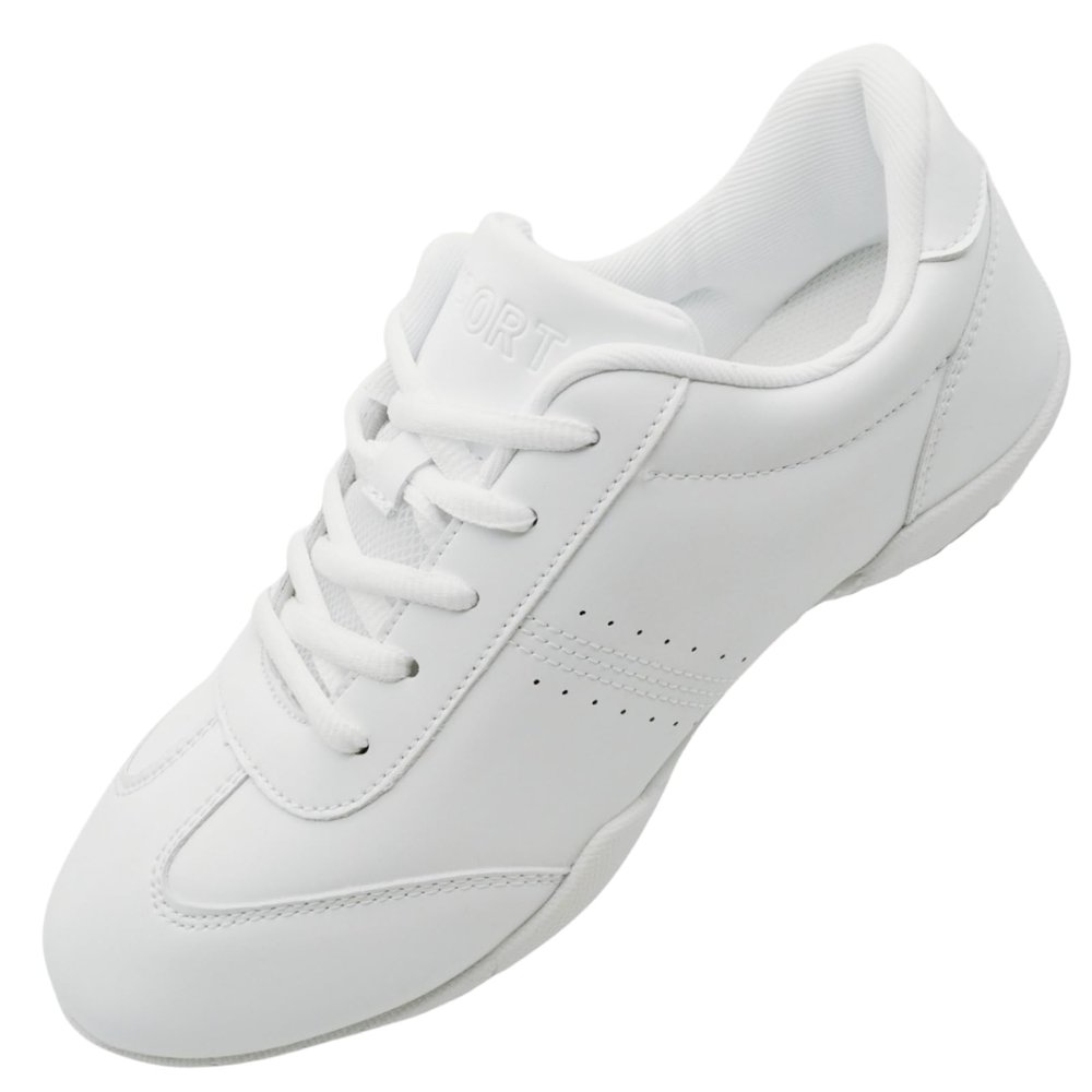 GlideMoves Cheer Shoes Girls Cheerleading Women Aerobic Fitness Tumbling Dance Training Sneaker Youth Big Kid Size 4 White 37