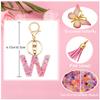 TTYY Initial Letter Keychain for Women Gift for Young Teenage Girl Gifts for Christmas to Mom Daughter Pink tassel (pink snow Letter W) view 2