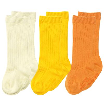 Babysoy Baby Girls Boys Knee High Organic Cotton Uniform Socks with Grip- Set of 3 (US, Age, 3 Years, Unisex)