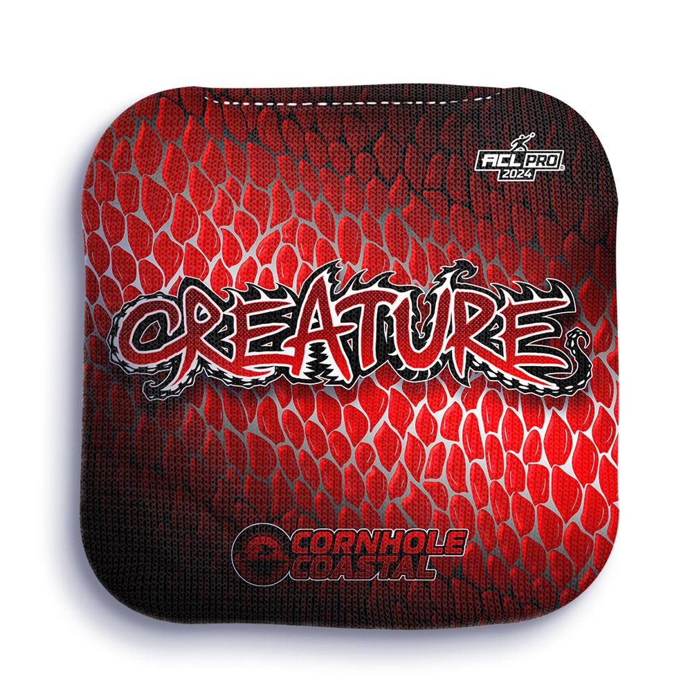 Cornhole Coastal Set of 4 Regulation Professional Corn Hole Bags for Cornhole Toss Games - for All Skill Levels (Creature, Brick Red)