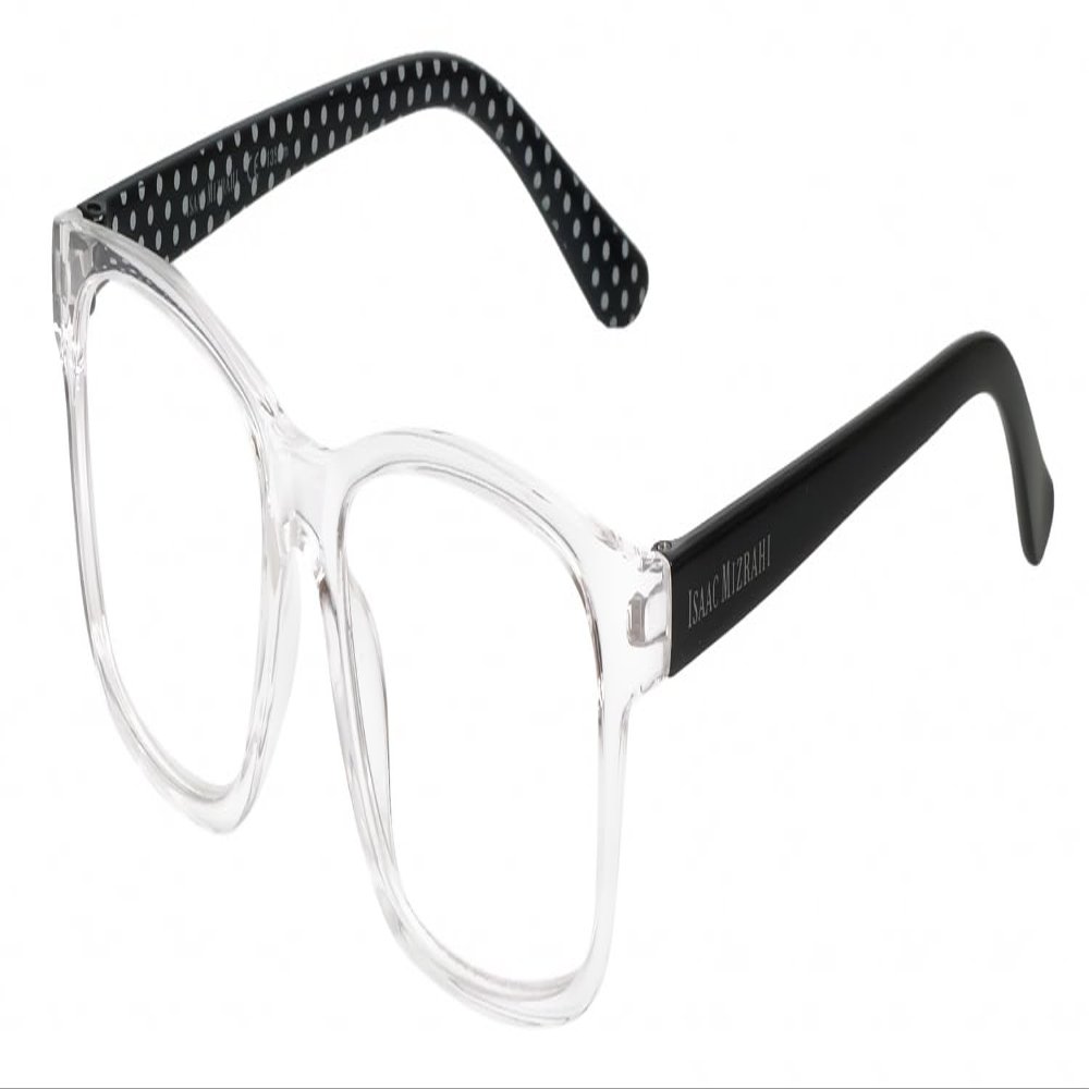 Calabria IM 31268 Blue Light Glasses +1.25 Crystal Clear Black White Polka Dot Women Designer Trendy Chic Readers Eyeglasses