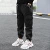 Fldy Kids Boys Cargo Trousers with Pockets Joggers Sweatpants Casual Dungarees Trousers Sportswear Activewear Black 10 Years view 4
