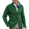 Men's Stand Collar Button Down Cardigan Casual Slim Fit Cardigan Jacket Thermal Waffle Knit Sweaters (Green,Large) view 1