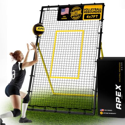 Apex Sports Volleyball Rebounder, Adjustable Angle 7x4 ft Bounce Back Net