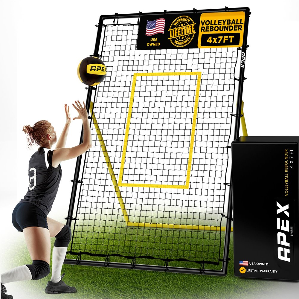 Apex Sports Volleyball Rebounder, Adjustable Angle 7x4 ft Bounce Back Net