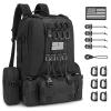 CVLIFE 60L Tactical Backpack for Men Women Military Large Army Rucksack With D-Ring Molle Clips Compass Accessories 3 Day Bug Out Survival Molle Bag Hiking Camping Gym Daypack Backpacks,Black view 1