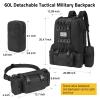 CVLIFE 60L Tactical Backpack for Men Women Military Large Army Rucksack With D-Ring Molle Clips Compass Accessories 3 Day Bug Out Survival Molle Bag Hiking Camping Gym Daypack Backpacks,Black view 3