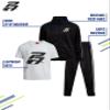 Pro Athlete Boys Tracksuit Set - 3 Piece Breathable Tricot Zip Up Sweatshirt Athletic Graphic Tees & Jogger Sweatpants, Size 10, Black/White view 2