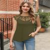 MIHOLL Womens Sleeveless Tank Tops 2026 Summer Casual Lace Floral Loose Blouses Dressy Cami ShirtsArmy Green, 2X-Large view 3