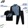 Pro Athlete Boys Tracksuit Set - 3 Piece Breathable Tricot Zip Up Sweatshirt Athletic Graphic Tees & Jogger Sweatpants, Size 8, Dusty Blue/Black view 2