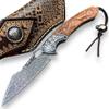 TACTICAL GEARZ Damascus Pocket Knife, Custom Carved Rosewood Handle, Includes Custom Leather Sheath (Timber XT) view 1