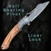 TACTICAL GEARZ Damascus Pocket Knife, Custom Carved Rosewood Handle, Includes Custom Leather Sheath (Timber XT) view 3