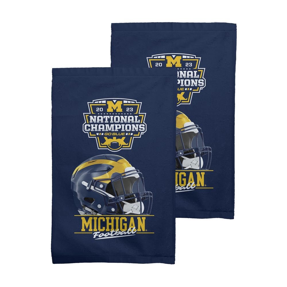 Northwest NCAA Michigan Wolverines 2023 National Champions Fan Towel 2 Pack, Lightweight Game Day Set, Stadium Sideline Gym Travel Accessory, 16 x 25 Inch