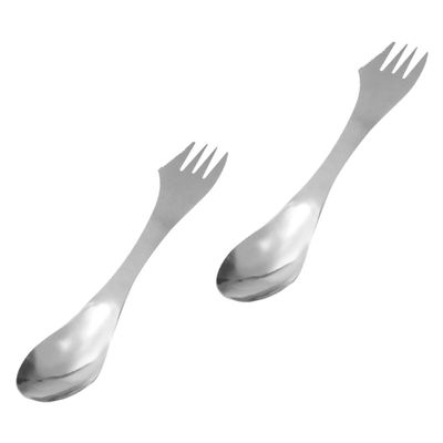 Kisangel 2pcs Stainless Steel Three-purpose Tableware Multipurpose Fork Soup Spoon Dessert Spoon Catering Cutter
