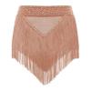 Agoky Women's Fringe Tassel Shorts Shiny Rhinestones Mesh Patchwork Booty Dance Bottom Rave Brown XX-Large view 4
