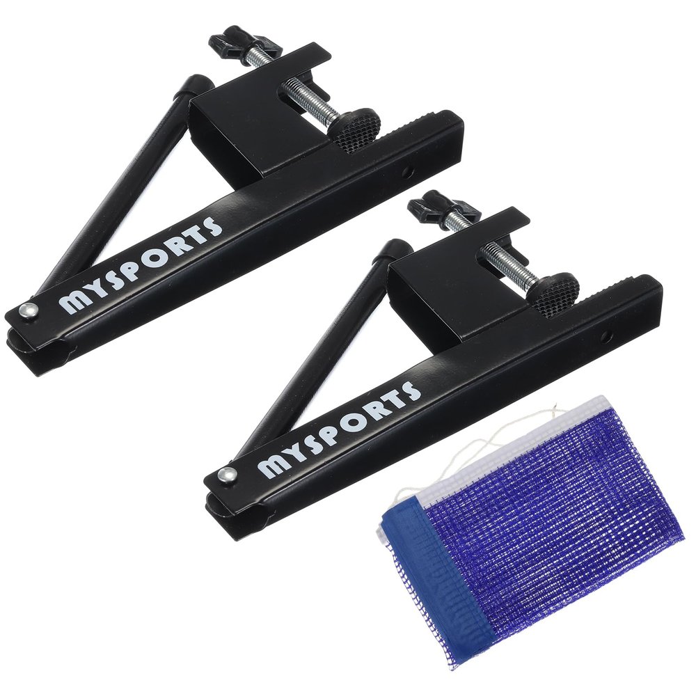 PATIKIL 6 Feet Collapsible Table Tennis Net and Post Set, Portable Ping-Pong Mesh Net Adjustable Post Up to 1.77-inch for Training Competition, Black Blue