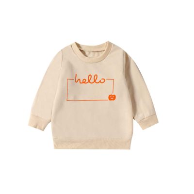 EnJoCho Toddler Mini Blouse Autumn Children's Sweater European And American Festival Long Sleeve Letter Pumpkin Print Beige, 2-3T