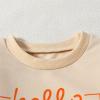 EnJoCho Toddler Mini Blouse Autumn Children's Sweater European And American Festival Long Sleeve Letter Pumpkin Print Beige, 2-3T view 2