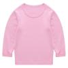 Toddler Boys Girls Bodysuit Kids Sweatshirts Soft Cotton Warm Crewneck Round Neck Long Sleeve Solid Color Tops Pink view 1