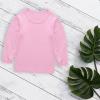 Toddler Boys Girls Bodysuit Kids Sweatshirts Soft Cotton Warm Crewneck Round Neck Long Sleeve Solid Color Tops Pink view 2