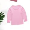 Toddler Boys Girls Bodysuit Kids Sweatshirts Soft Cotton Warm Crewneck Round Neck Long Sleeve Solid Color Tops Pink view 4