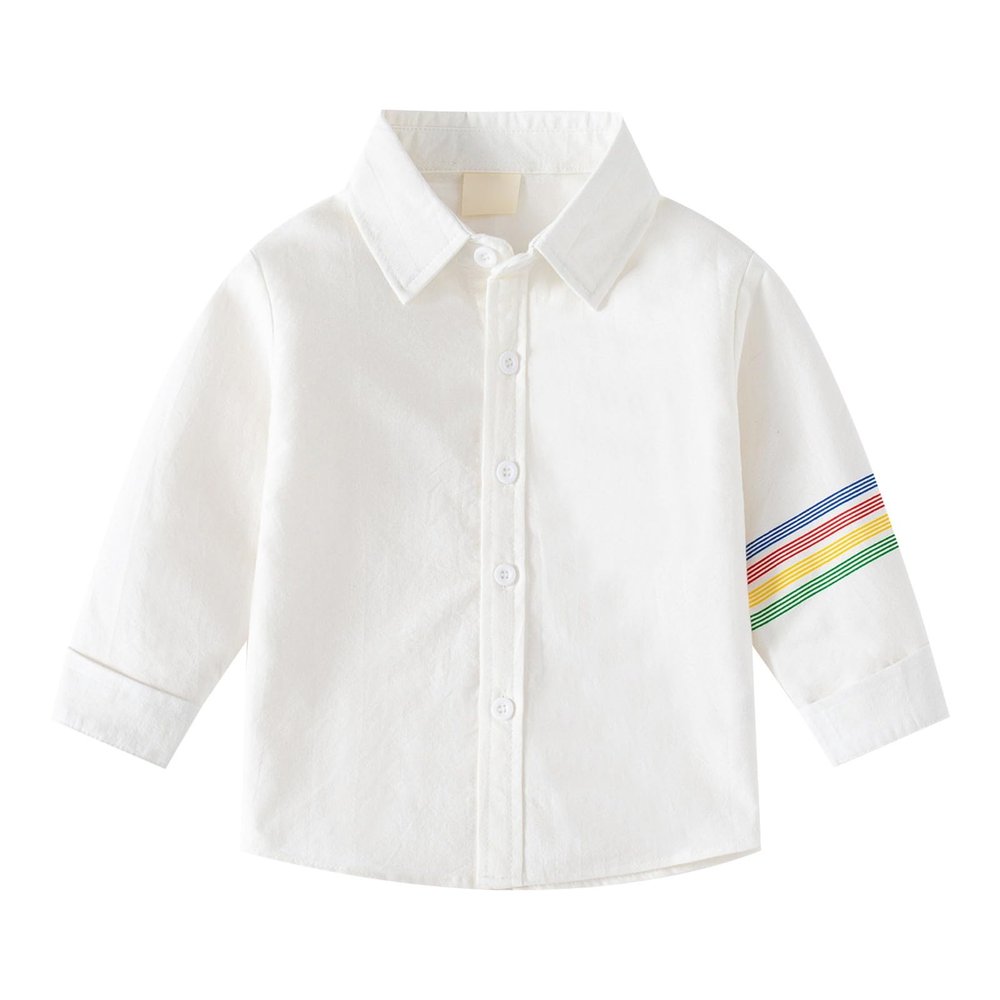 Toddler Swing Tops Little Boys Autumn Light Color Long Sleeve Lapel Button Down Shirt Close Cuffs Fitted Tops White