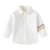 Toddler Swing Tops Little Boys Autumn Light Color Long Sleeve Lapel Button Down Shirt Close Cuffs Fitted Tops White view 1