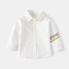 Toddler Swing Tops Little Boys Autumn Light Color Long Sleeve Lapel Button Down Shirt Close Cuffs Fitted Tops White view 3