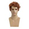 Beweig Short Curly Mens Orange Wig Fluffy Synthetic Cosplay Halloween Hair Wig for Men view 2