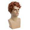 Beweig Short Curly Mens Orange Wig Fluffy Synthetic Cosplay Halloween Hair Wig for Men view 3