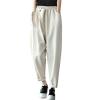 Womens Casual Capri Pants Elastic Waisted Harem Pants Baggy Sweatpants Fashion Streetwear Loose Fit Jogger Hiking Pants White view 1