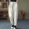 Womens Casual Capri Pants Elastic Waisted Harem Pants Baggy Sweatpants Fashion Streetwear Loose Fit Jogger Hiking Pants White view 2