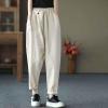 Womens Casual Capri Pants Elastic Waisted Harem Pants Baggy Sweatpants Fashion Streetwear Loose Fit Jogger Hiking Pants White view 3