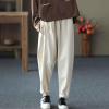 Womens Casual Capri Pants Elastic Waisted Harem Pants Baggy Sweatpants Fashion Streetwear Loose Fit Jogger Hiking Pants White view 4