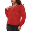 BERESIA Women's Spring Tops 2025 Fashion V Neck Long Sleeve Knit Tops Casual Pullover Sweater, Red, M view 3