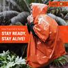Emergency Survival Rain Poncho 4 pack Thermal Mylar Space Blanket Life Ponchos with Hood Waterproof for Adults Car Outdoor Activities Hiking Camping Gear Equipment and Supplies (Orange and Green) view 2