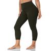 HeyNuts Yoga Pro Women's Buttery Soft Yoga Capris Leggings, High Waisted Compression Workout Yoga Lounge 3/4 Cropped Pants 21" Dark Olive L(12) view 1