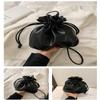Small Leather Drawstring Bucket Bag Hobo Bucket Bags and Purses Crossbody Bucket Satchel Bag Soft Drawstring Purse (Black) view 4
