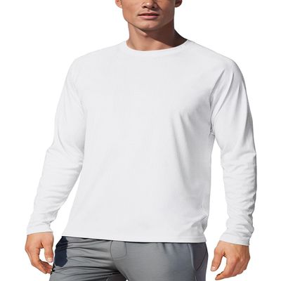 Men's UPF 50+ Long Sleeve Tee Shirts UV Sun Protection Quick Dry Tee Shirt Swim Athletic Running Workout White