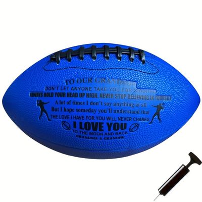 Moactiv to Our Grandson Custom Personalized American Football, Engraved Leather Indoor/Outdoor Football with Pump and Carry Bag, The Best Gift for Your Grandson's Anniversary Birthday Graduation